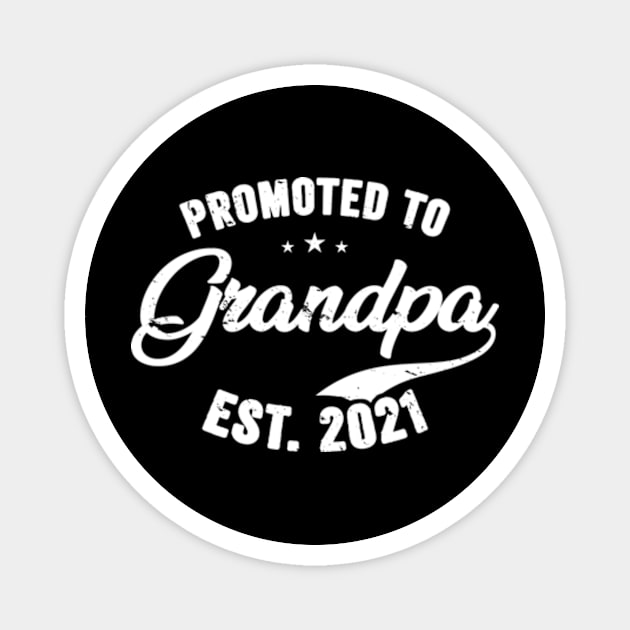 Promoted To Grandpa EST 2021 T Shirt New Grandfather Gift Magnet by CreativeSalek